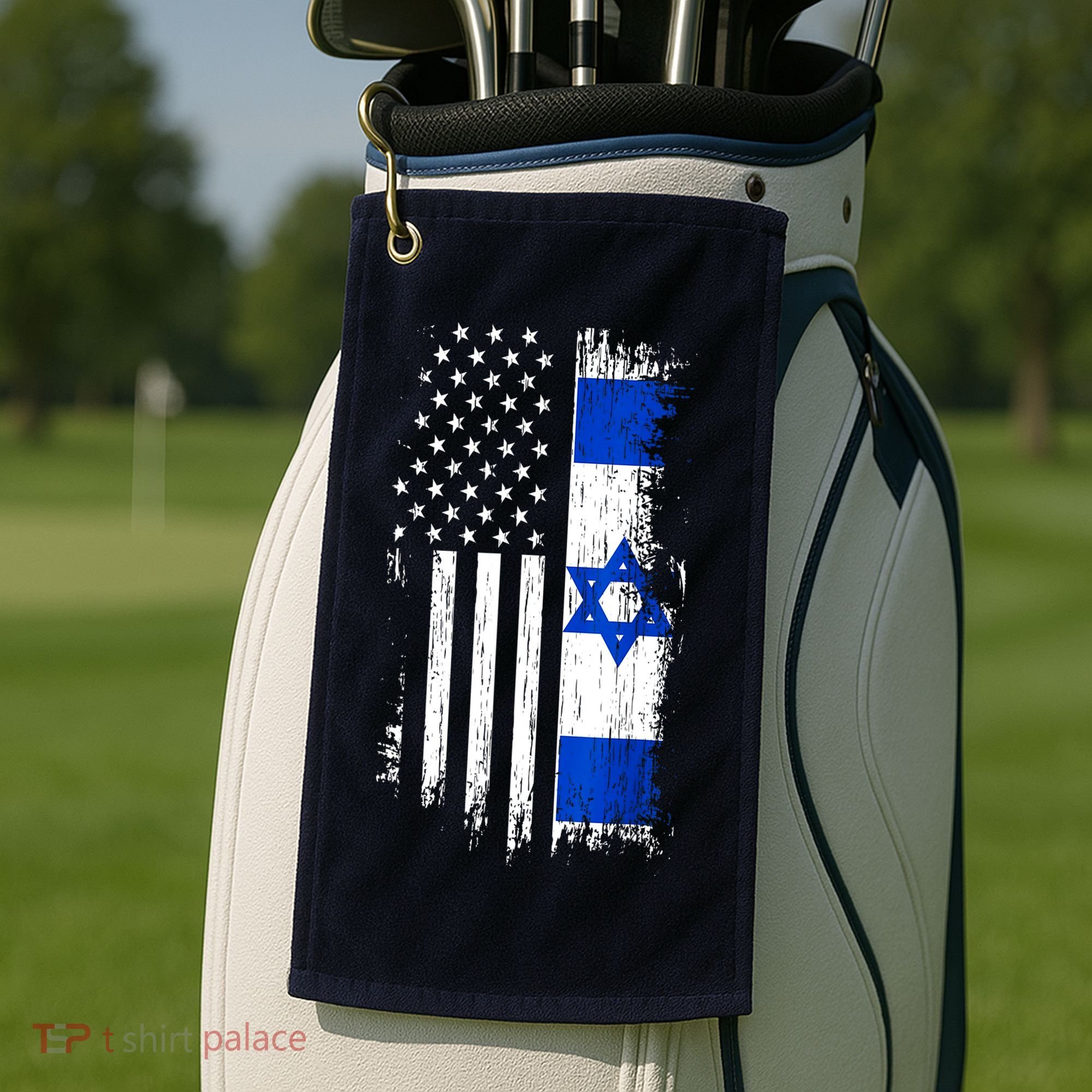 I Stand With Israel Usa Israel Flags Golf Towel