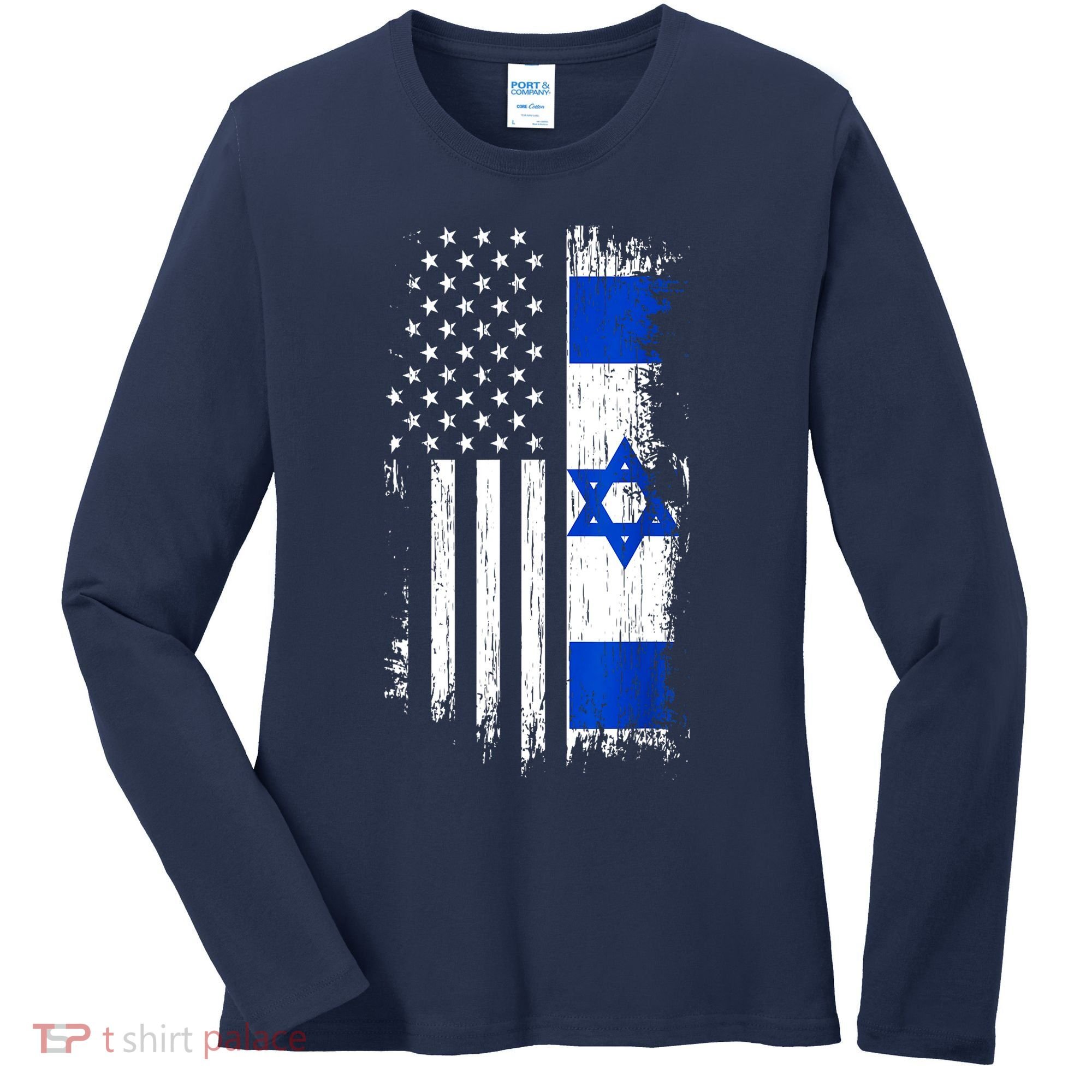 I Stand With Israel Usa Israel Flags Women's Long Sleeve Shirt