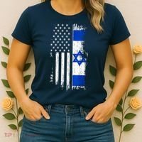 I Stand With Israel Usa Israel Flags Women's T-Shirt thumb 2