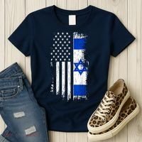 I Stand With Israel Usa Israel Flags Women's T-Shirt thumb 3
