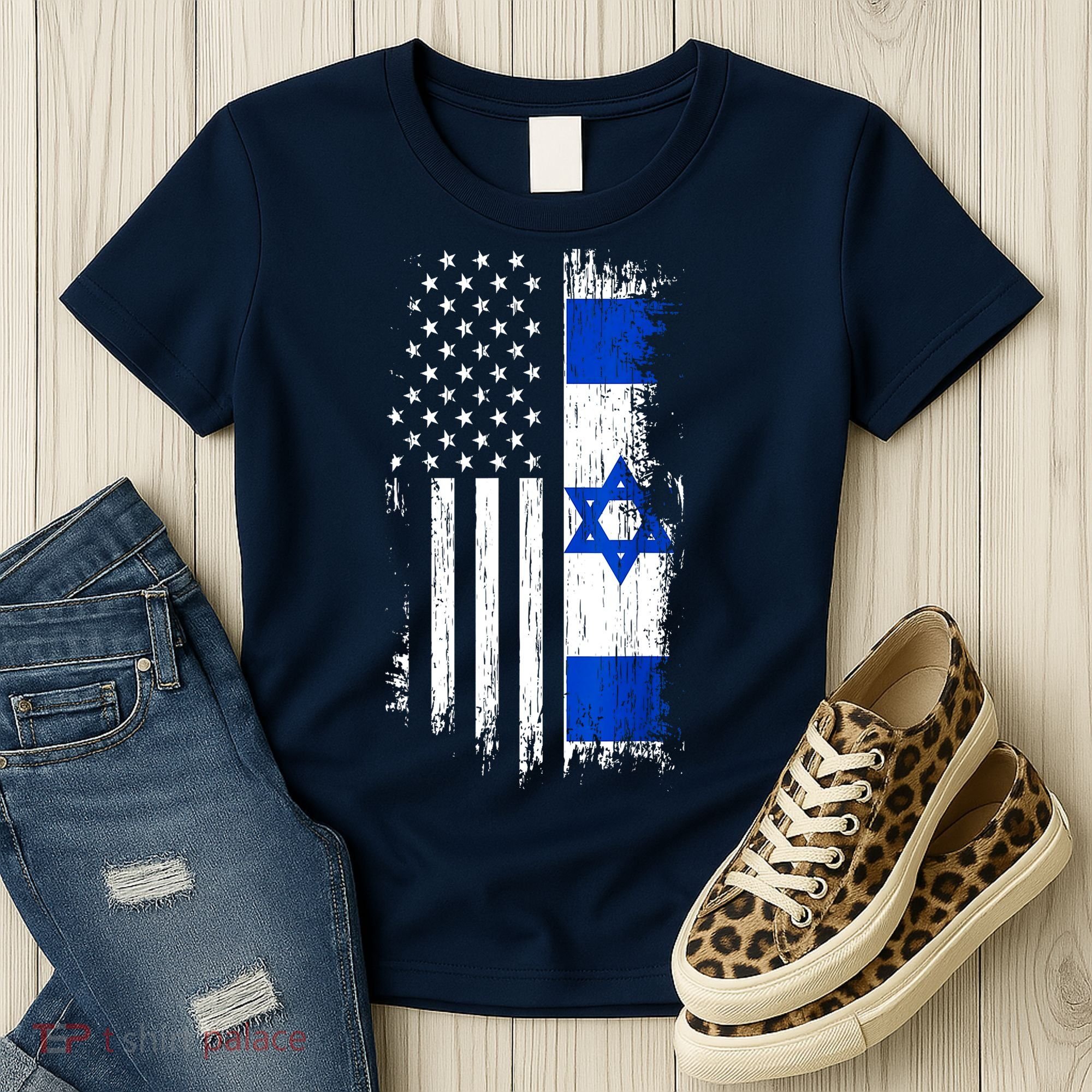 I Stand With Israel Usa Israel Flags Women's T-Shirt