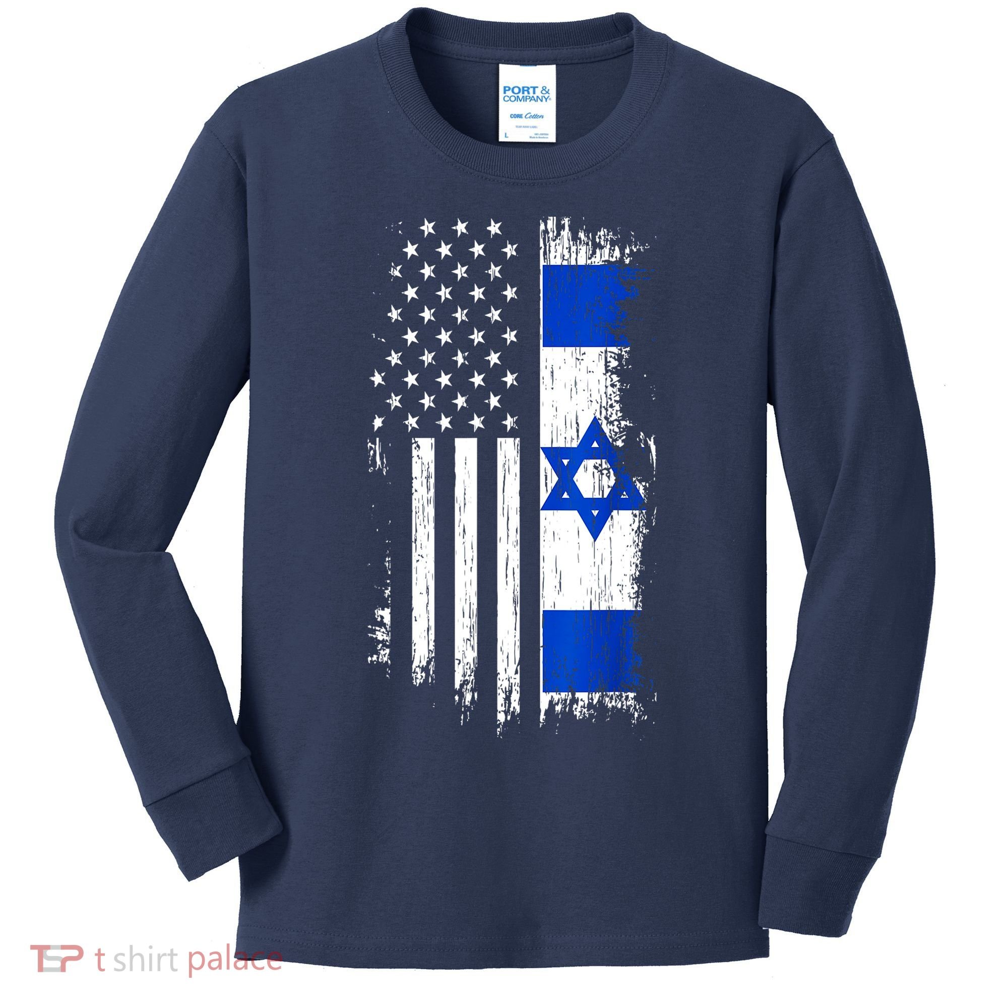 I Stand With Israel Usa Israel Flags Kids Long Sleeve Shirt
