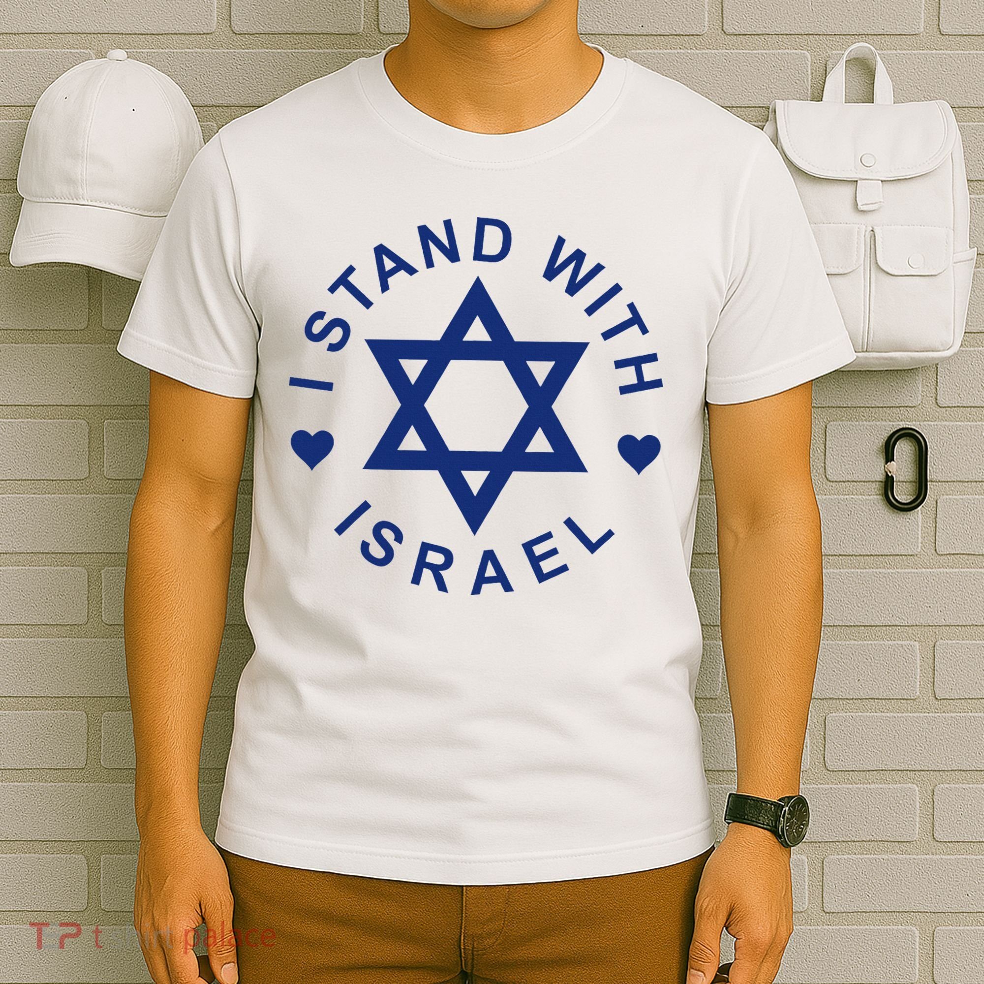 I Stand With Israel Israeli Flag Jewish Star Of David  T-Shirt