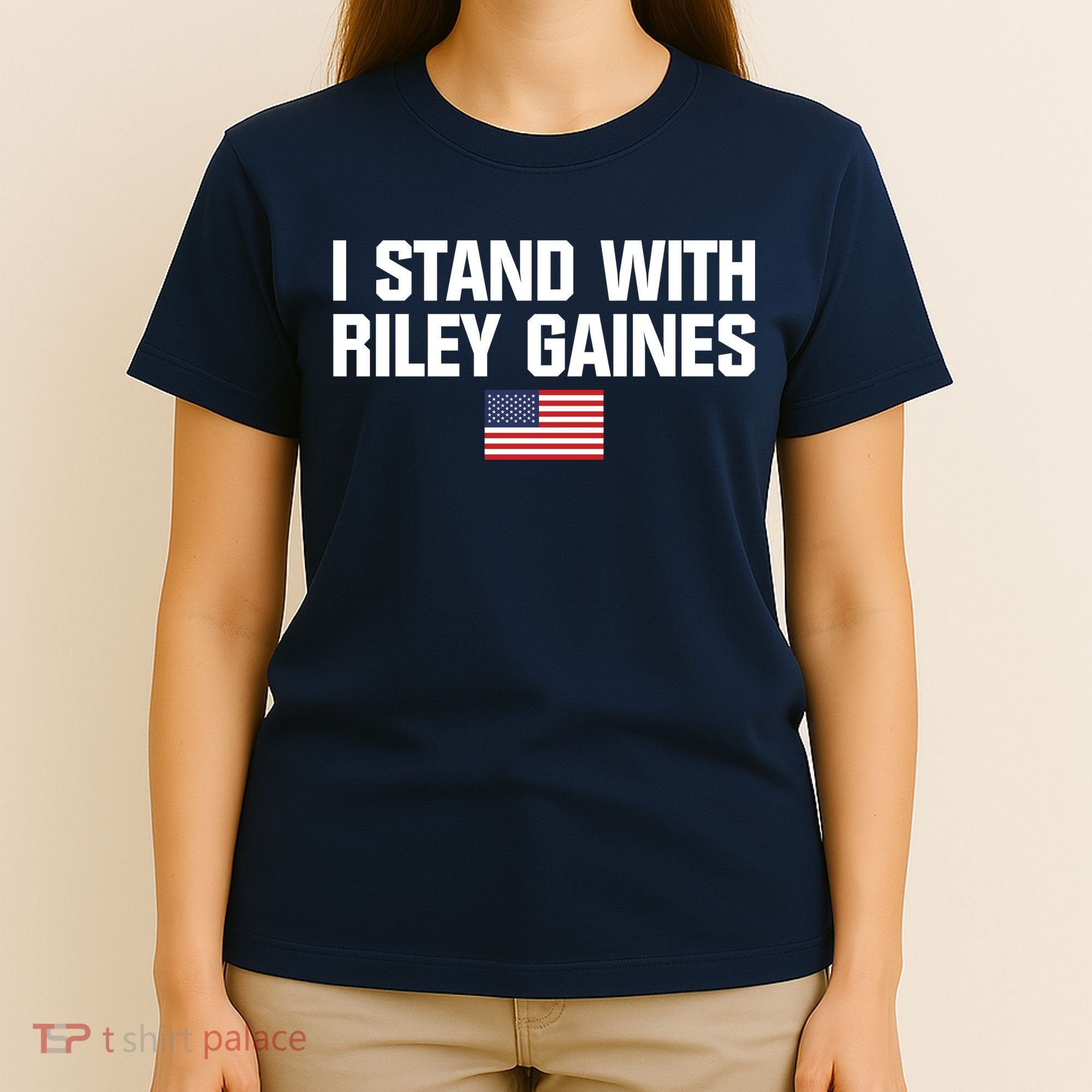 I Stand With Riley Gaines | US Swimmer | Save Women's Sports | American Flag T-Shirt