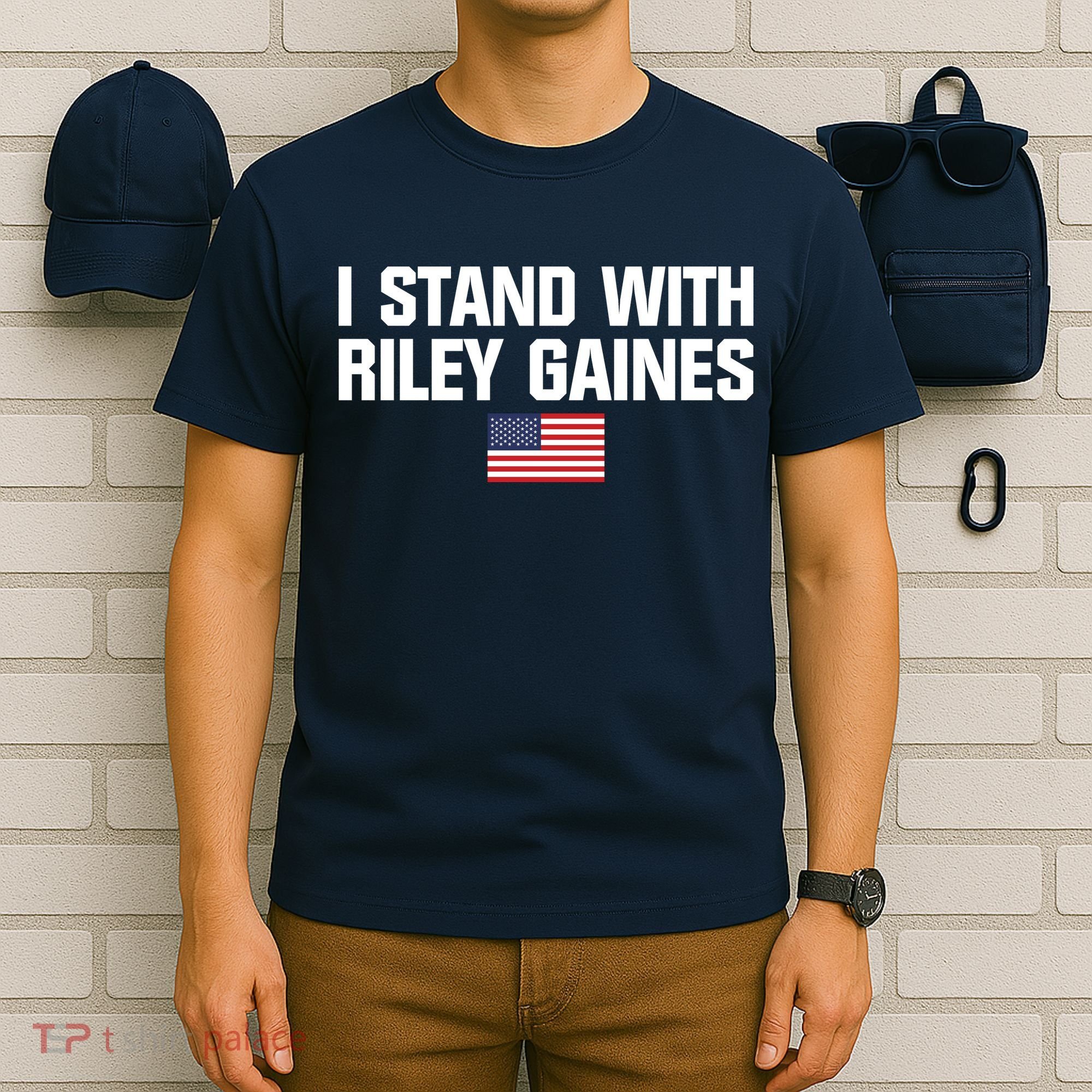 I Stand With Riley Gaines | US Swimmer | Save Women's Sports | American Flag T-Shirt