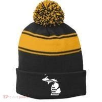 I Stand With That Woman From Michigan Stripe Pom Pom Beanie thumb 0