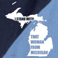 I Stand With That Woman From Michigan Raglan Baseball Sleeve Shirt thumb 2