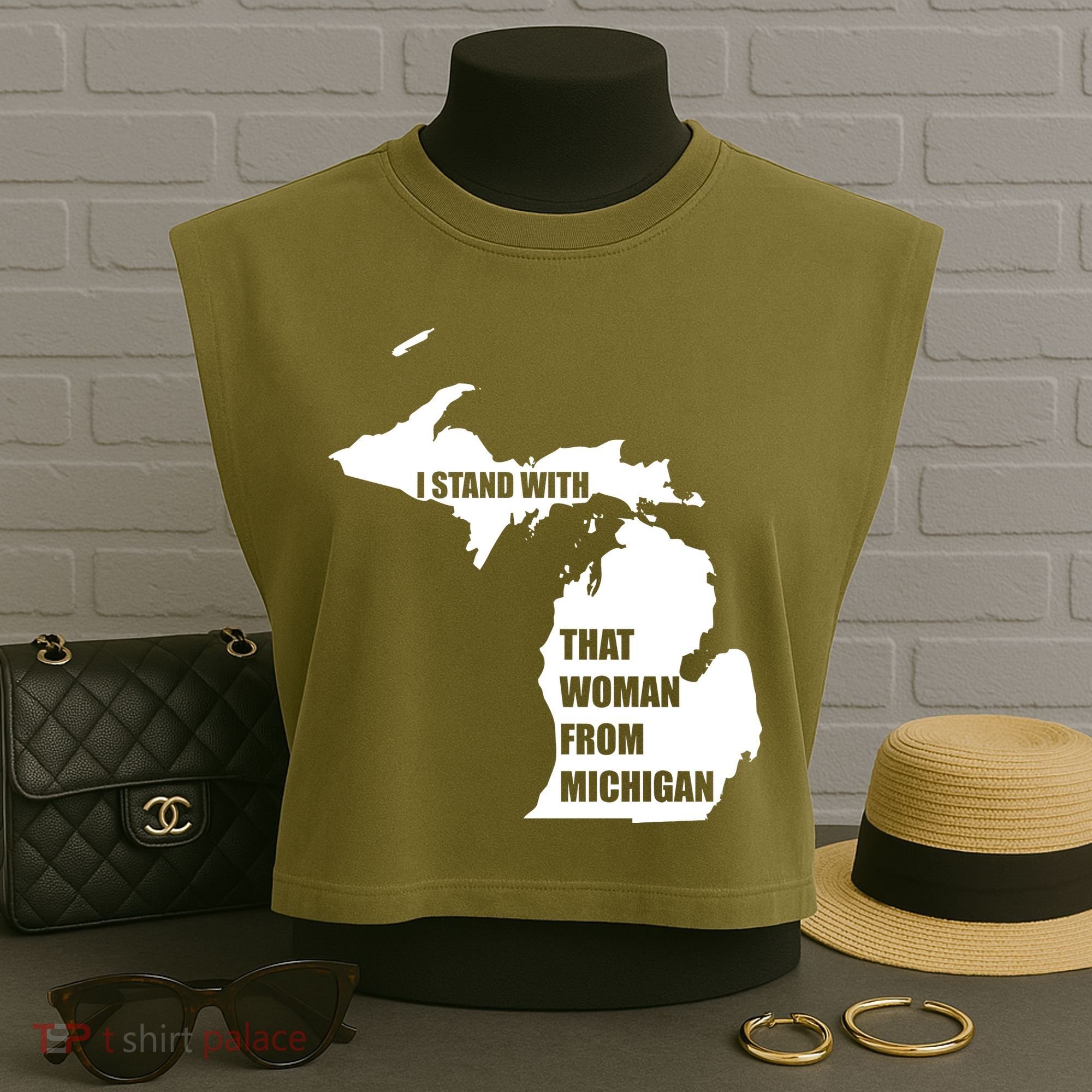 I Stand With That Woman From Michigan Garment-Dyed Women's Muscle Tee