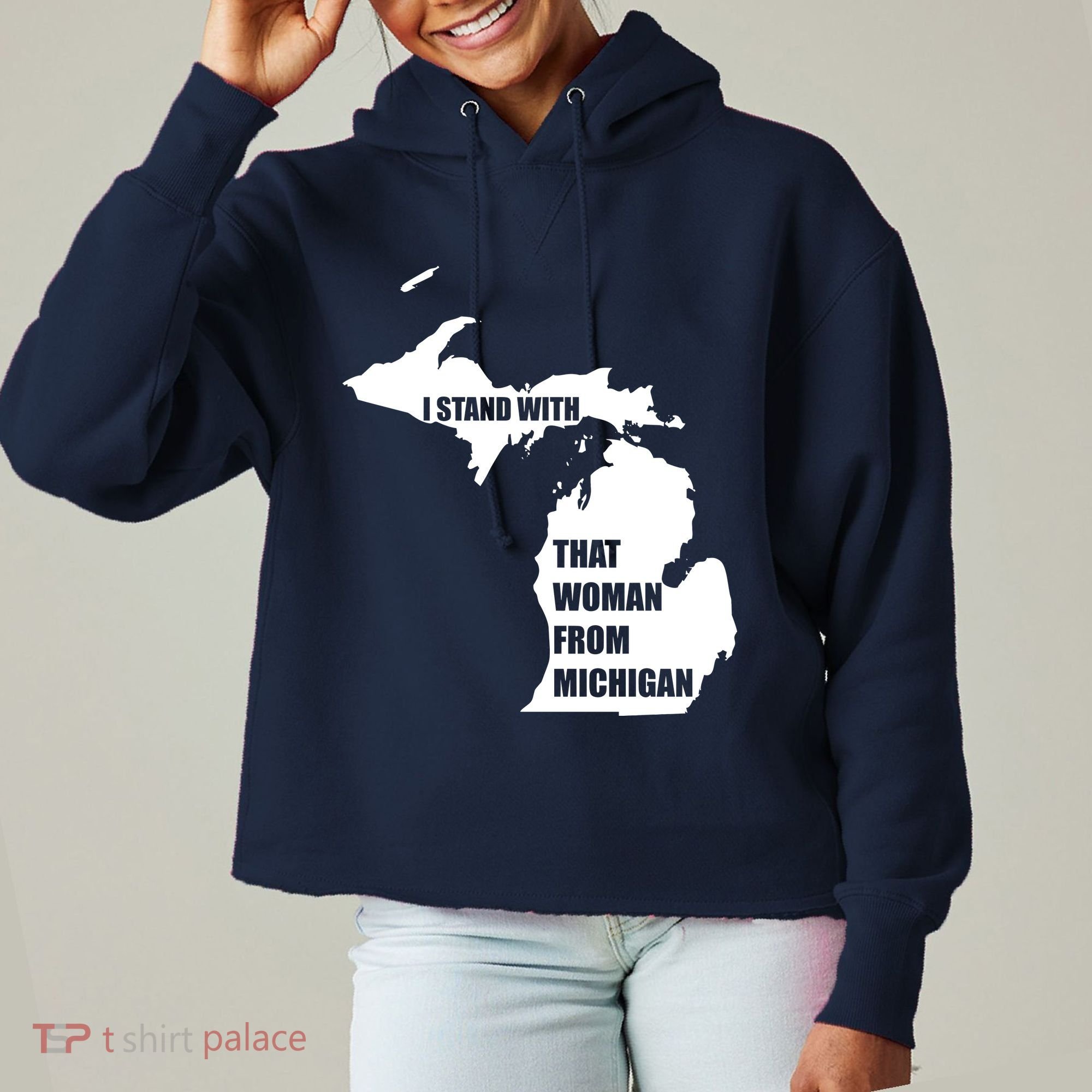 I Stand With That Woman From Michigan Ladies Heavyweight Boxy Pullover Hoodie