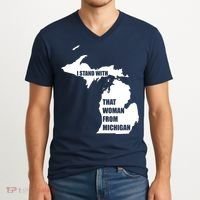 I Stand With That Woman From Michigan V-Neck T-Shirt thumb 2