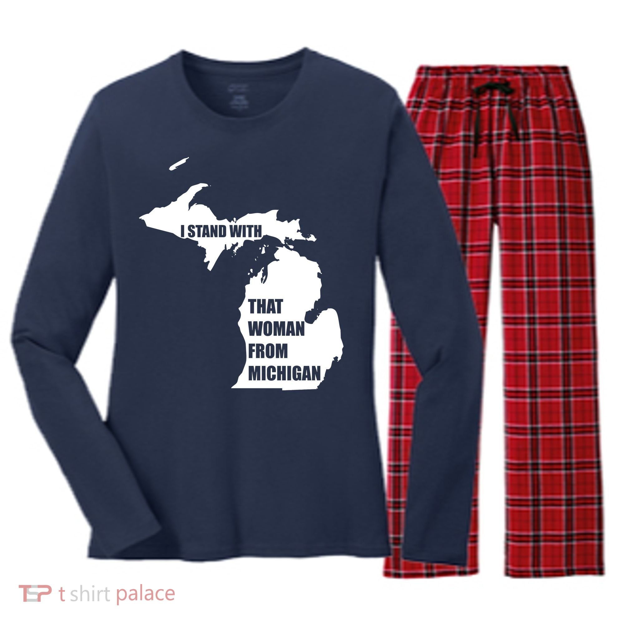 I Stand With That Woman From Michigan Women's Long Sleeve Flannel Pajama Set 