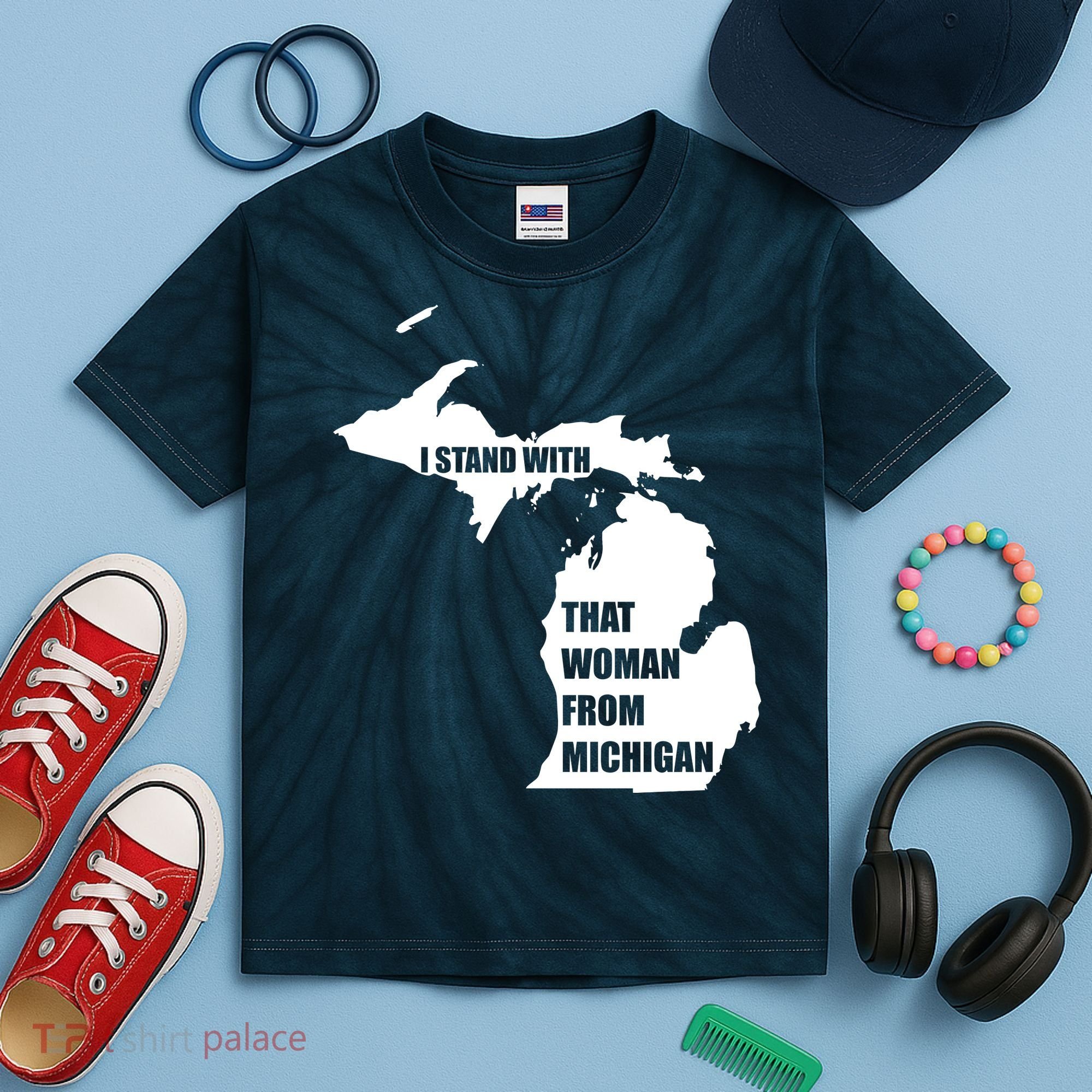 I Stand With That Woman From Michigan Kids Tie-Dye T-Shirt