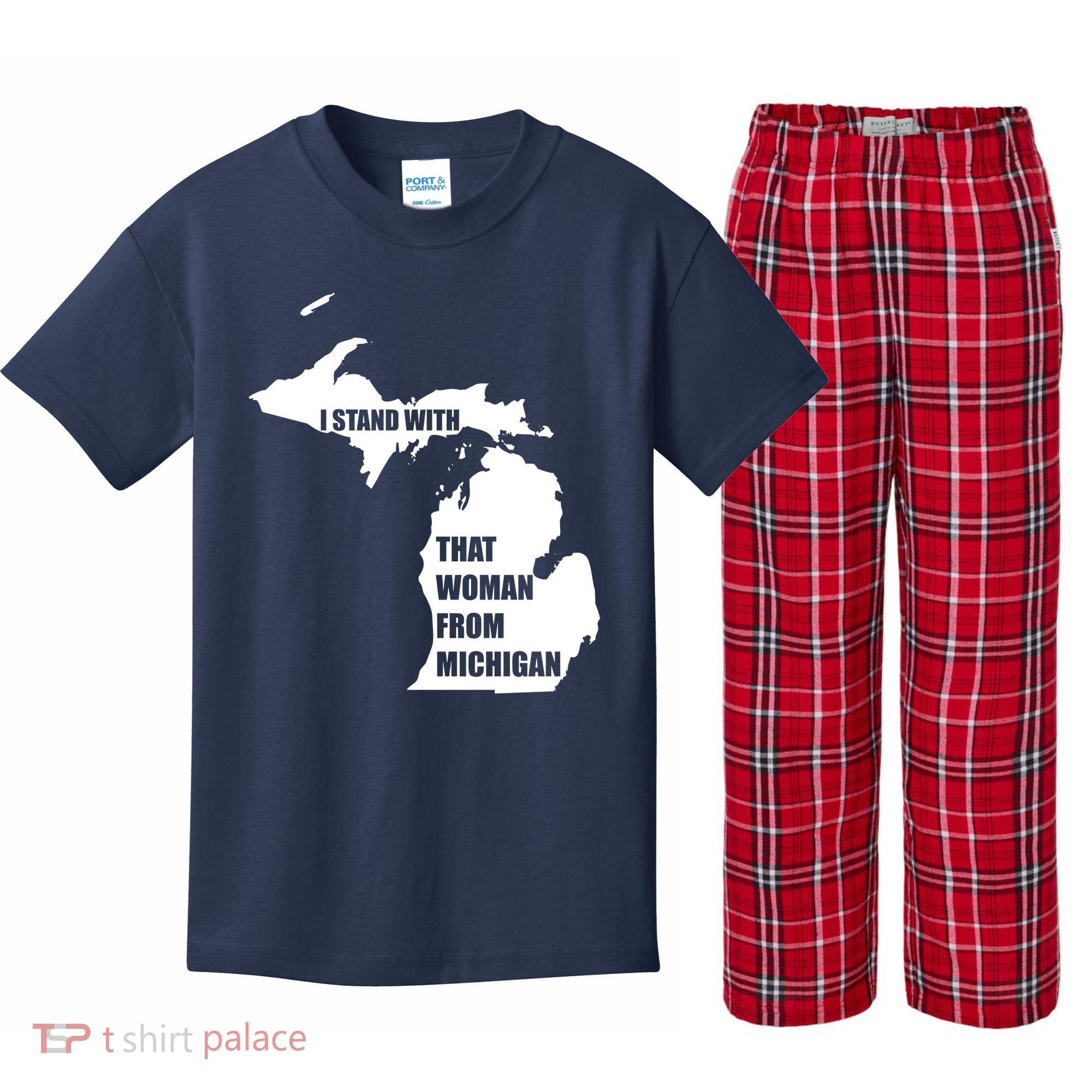 I Stand With That Woman From Michigan Kids Plaid Pajama Set
