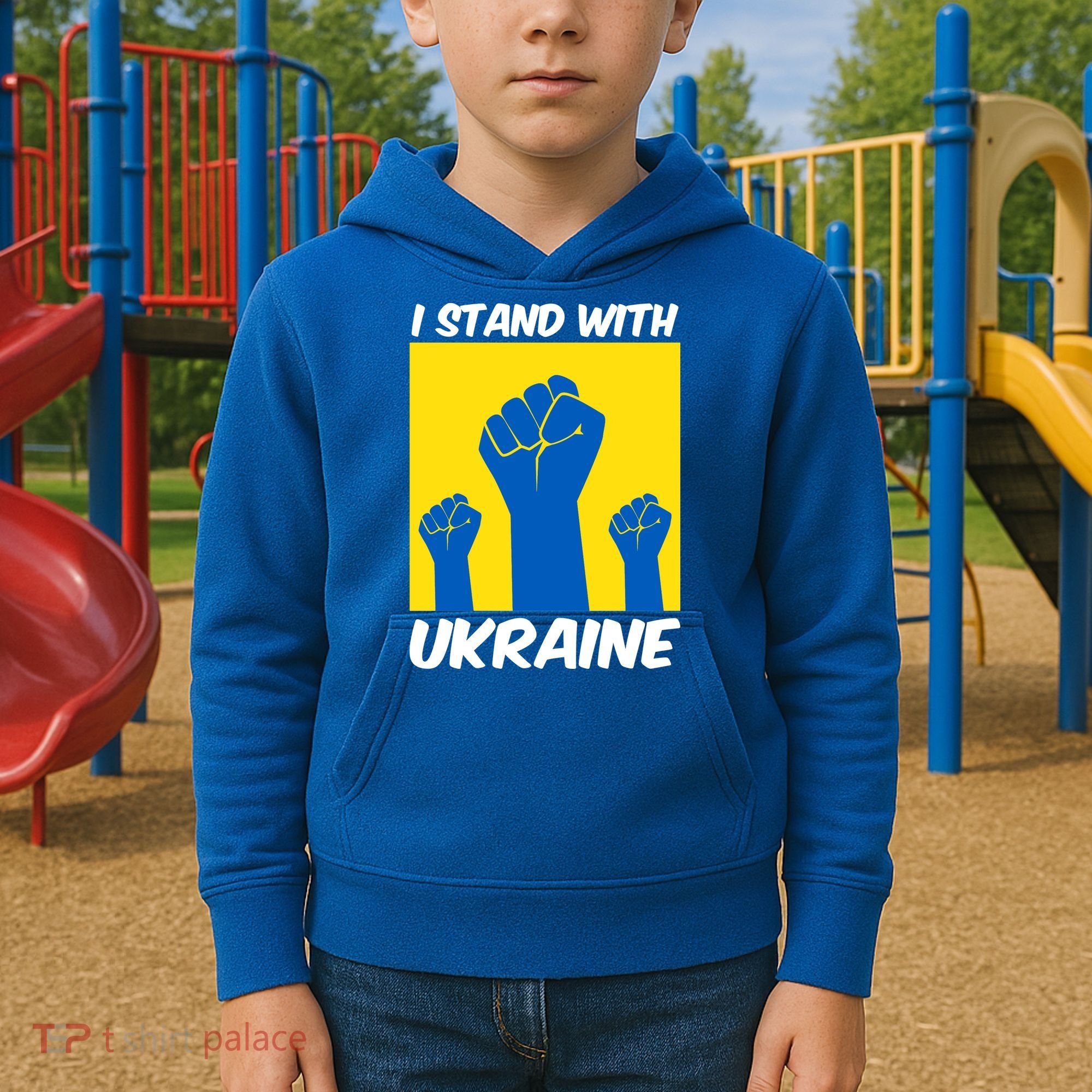 I Stand With Ukraine Fist Kids Hoodie