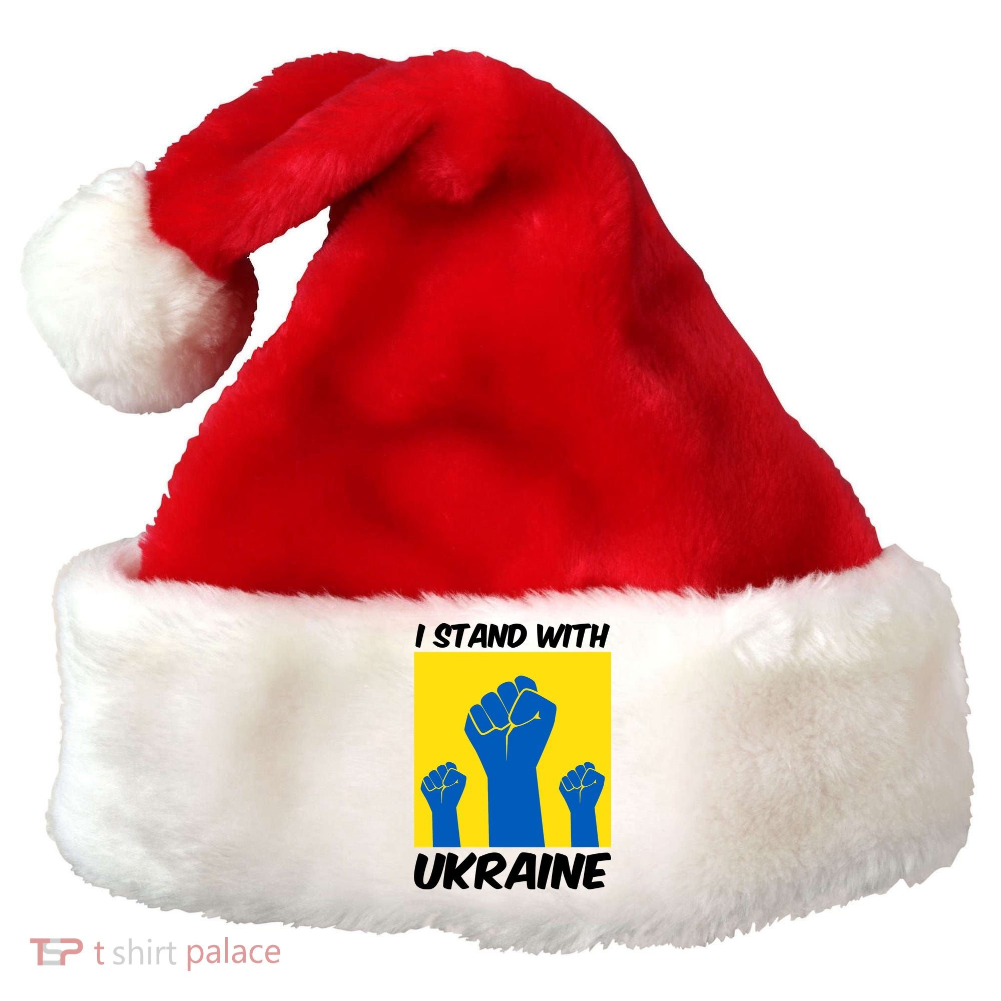 I Stand With Ukraine Fist Santa Hat