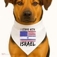 I Stand With Israel Support Israel USA-Made Doggie Bandana thumb 1