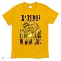 In September We Wear Gold Childhood Cancer Rainbow T-Shirt thumb 0
