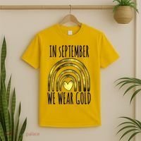 In September We Wear Gold Childhood Cancer Rainbow T-Shirt thumb 2