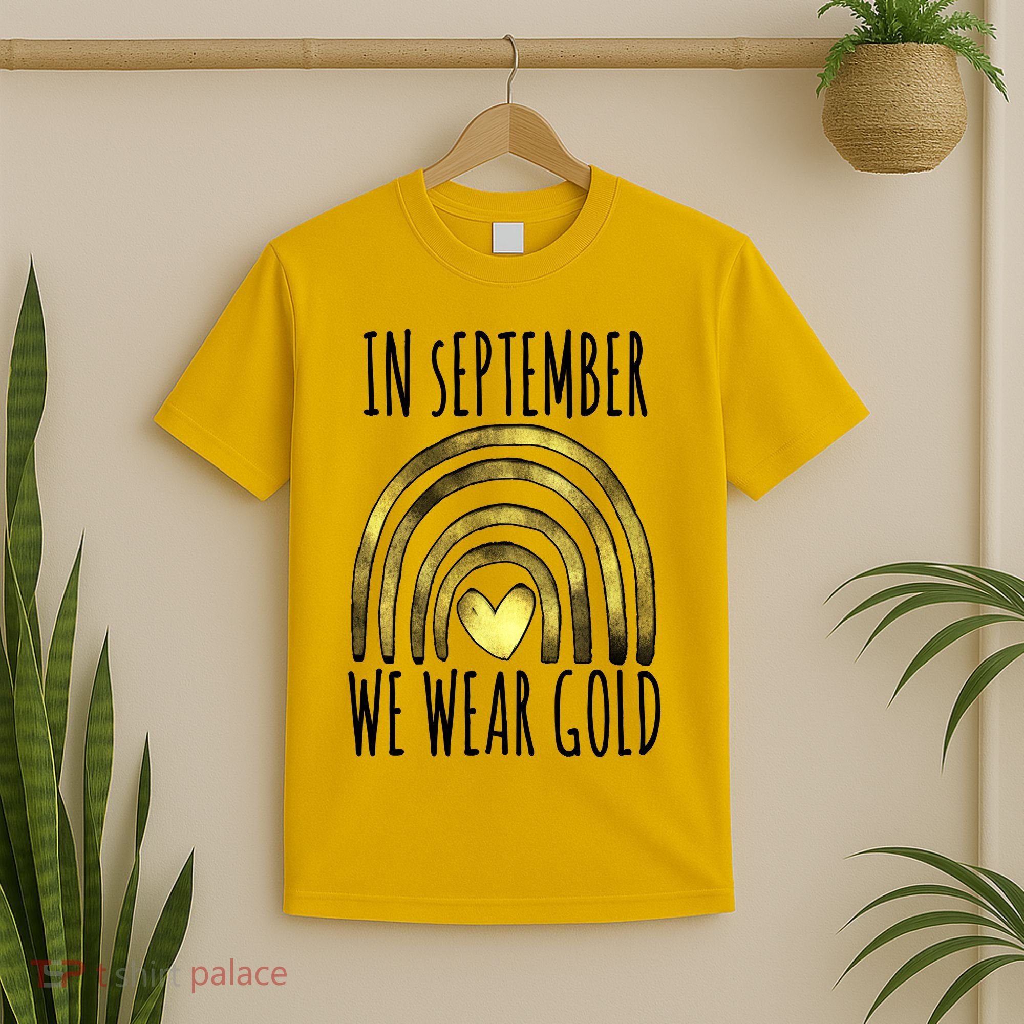 In September We Wear Gold Childhood Cancer Rainbow T-Shirt