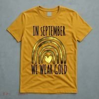 In September We Wear Gold Childhood Cancer Rainbow T-Shirt thumb 5