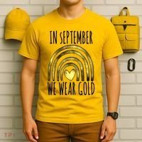In September We Wear Gold Childhood Cancer Rainbow T-Shirt thumb 6