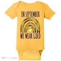 In September We Wear Gold Childhood Cancer Rainbow Baby Bodysuit thumb 0