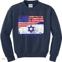 I Stand With Israel Pray For Israel Us Israel Flag Kids Sweatshirt thumb 0