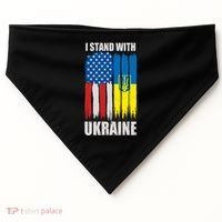 I Stand With Ukraine Painted USA Ukrainian Flags USA-Made Doggie Bandana thumb 0