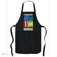 I Stand With Ukraine Painted USA Ukrainian Flags Apron thumb 0