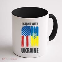 I Stand With Ukraine Painted USA Ukrainian Flags Coffee Mug thumb 1