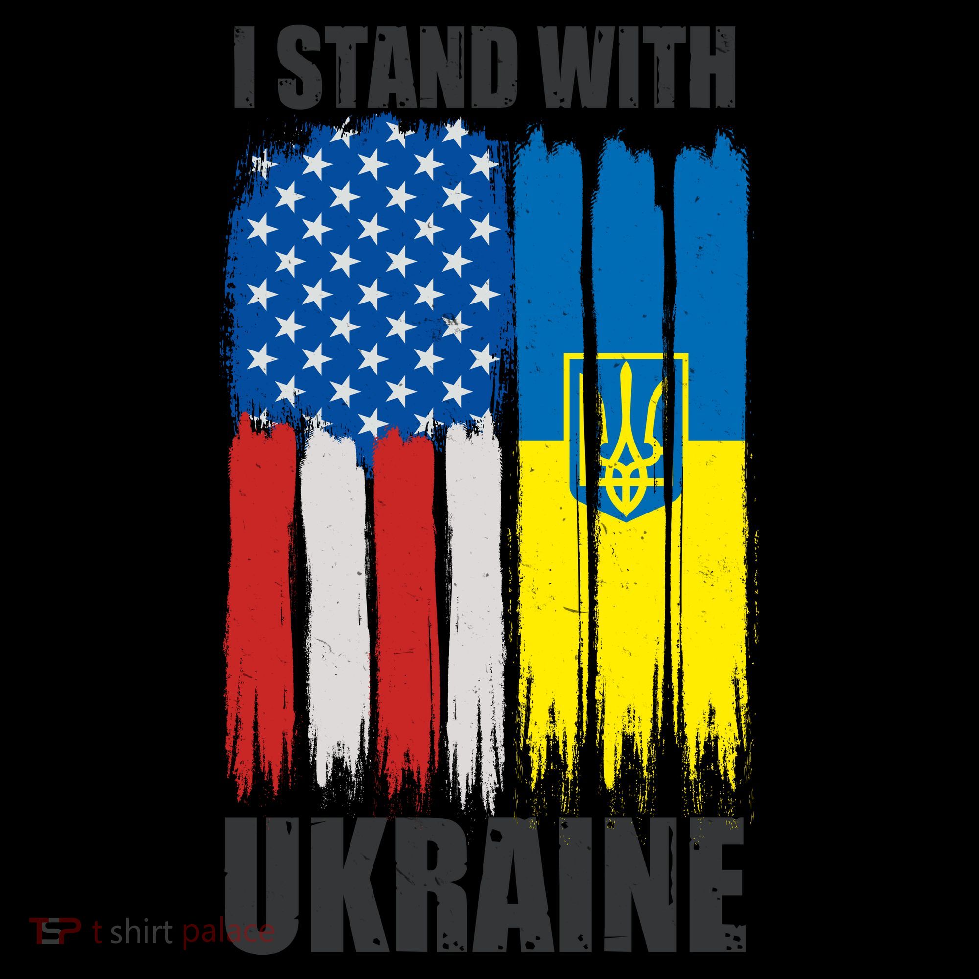I Stand With Ukraine Painted USA Ukrainian Flags Coffee Mug