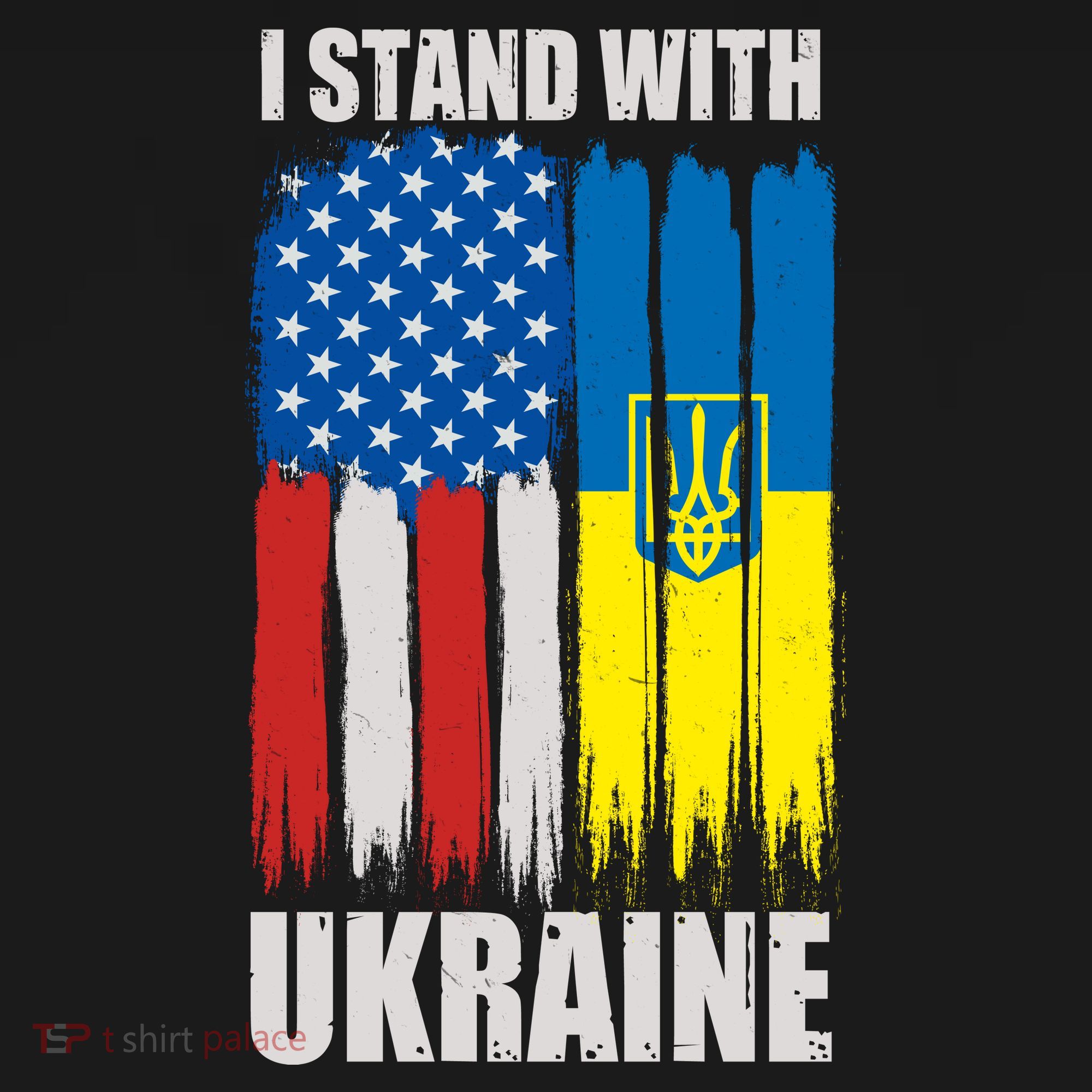 I Stand With Ukraine Painted USA Ukrainian Flags Ornament