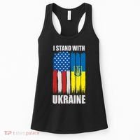 I Stand With Ukraine Painted USA Ukrainian Flags Women's Tank Top thumb 0