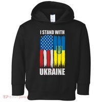 I Stand With Ukraine Painted USA Ukrainian Flags Toddler Hoodie thumb 0