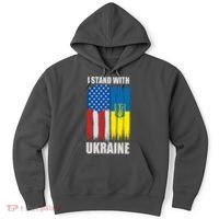 I Stand With Ukraine Painted USA Ukrainian Flags Hoodie thumb 0