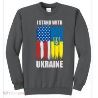 I Stand With Ukraine Painted USA Ukrainian Flags Sweatshirt thumb 0