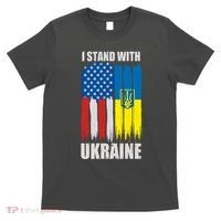 I Stand With Ukraine Painted USA Ukrainian Flags T-Shirt thumb 0