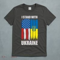 I Stand With Ukraine Painted USA Ukrainian Flags T-Shirt thumb 5