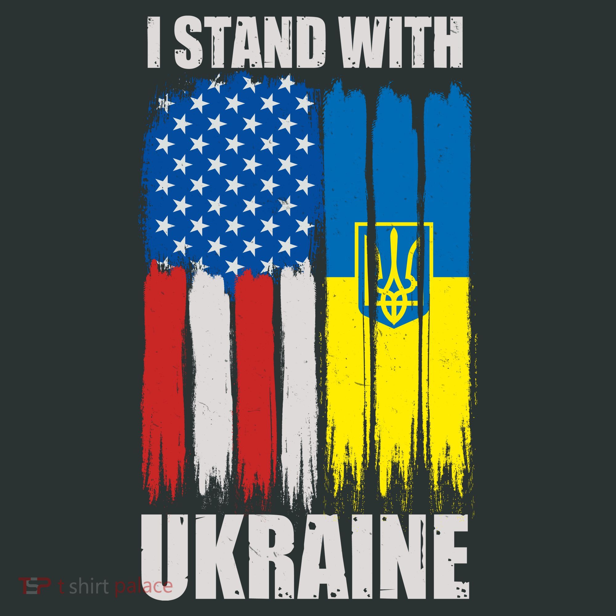 I Stand With Ukraine Painted USA Ukrainian Flags Coaster