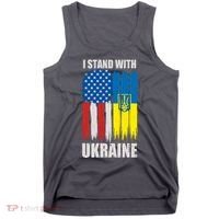 I Stand With Ukraine Painted USA Ukrainian Flags Tank Top thumb 0