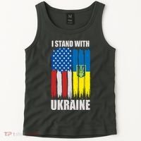 I Stand With Ukraine Painted USA Ukrainian Flags Tank Top thumb 2