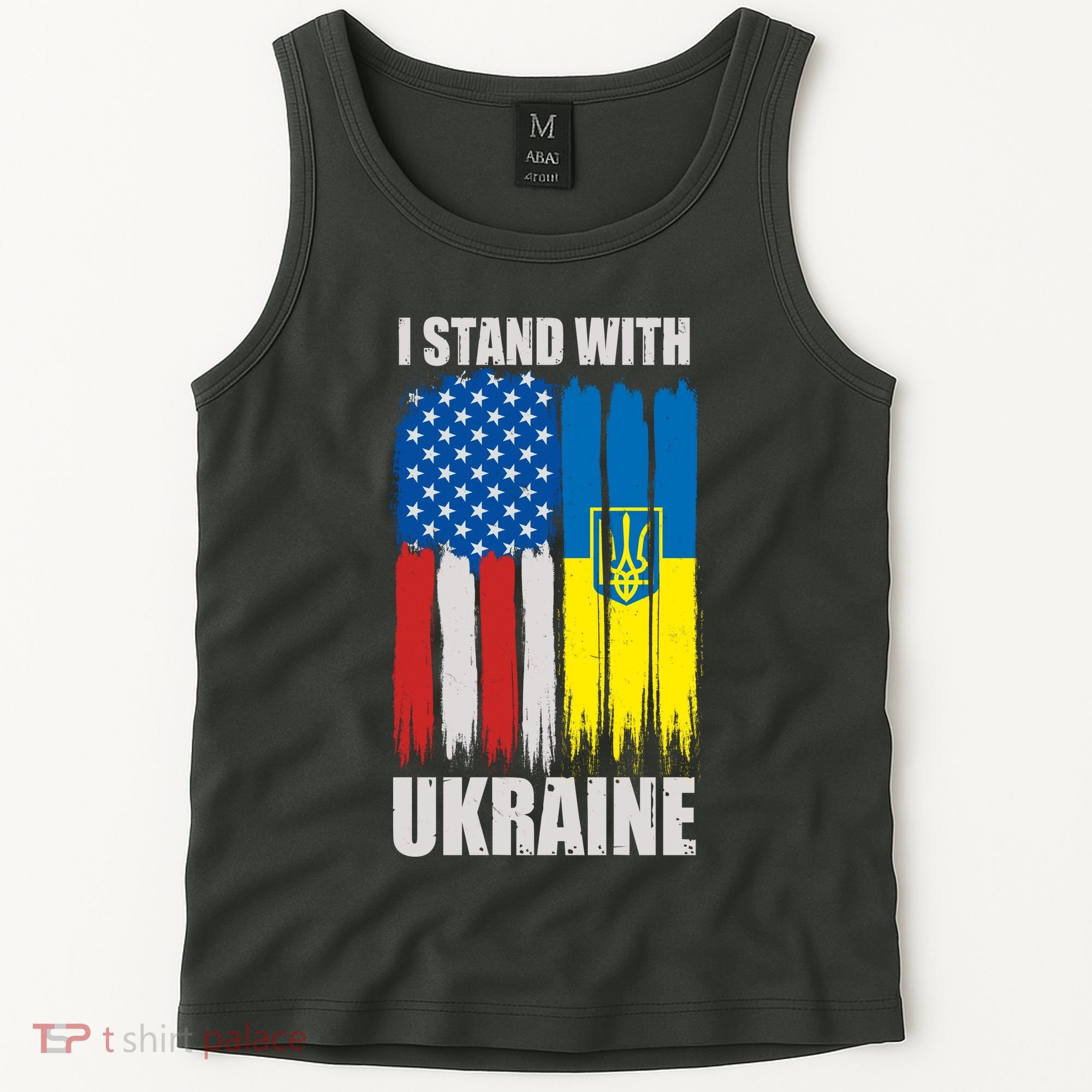 I Stand With Ukraine Painted USA Ukrainian Flags Tank Top