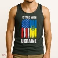 I Stand With Ukraine Painted USA Ukrainian Flags Tank Top thumb 3