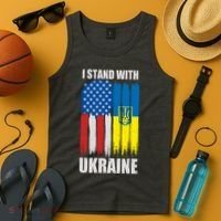 I Stand With Ukraine Painted USA Ukrainian Flags Tank Top thumb 4