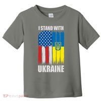 I Stand With Ukraine Painted USA Ukrainian Flags Toddler T-Shirt thumb 0