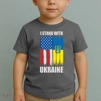 I Stand With Ukraine Painted USA Ukrainian Flags Toddler T-Shirt thumb 2