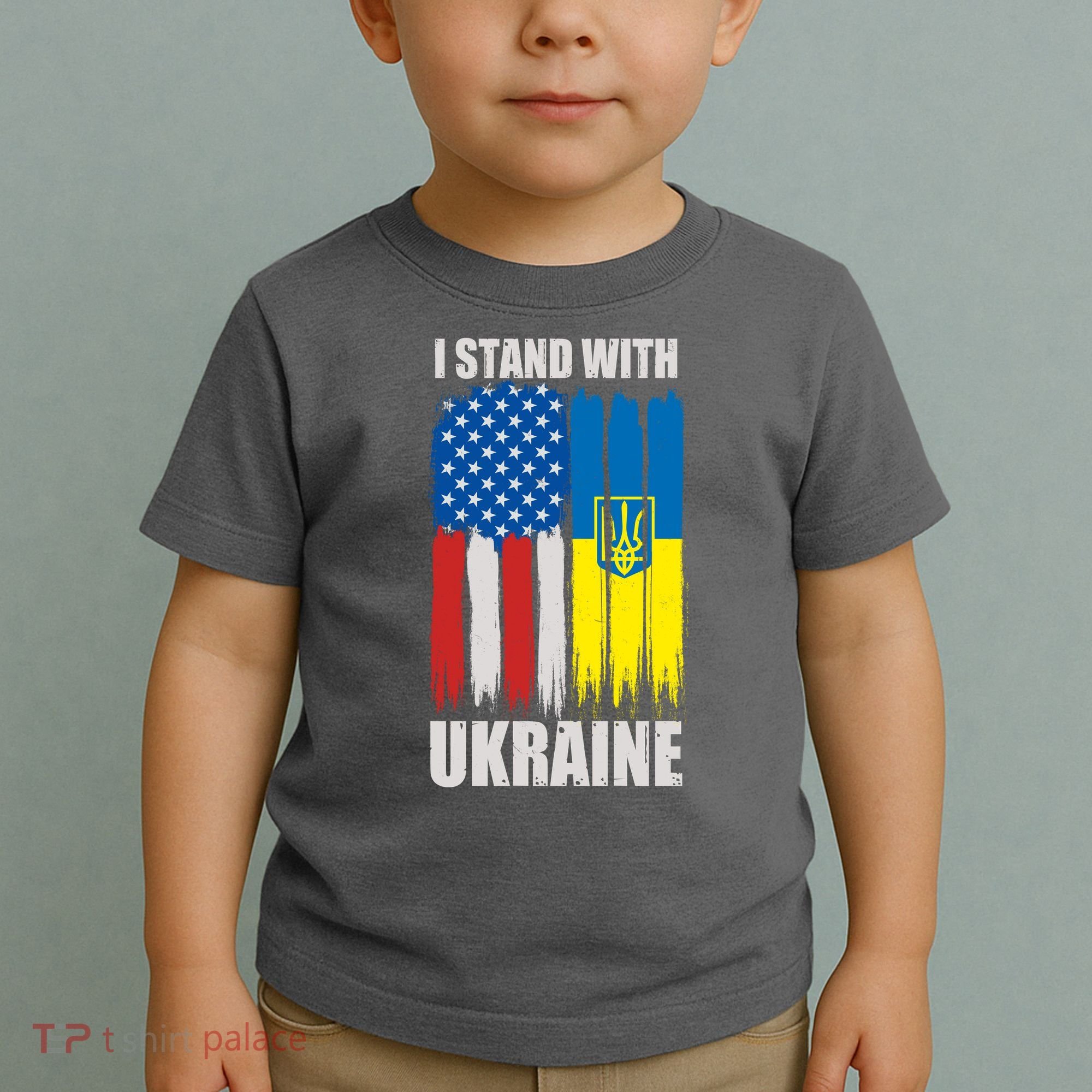 I Stand With Ukraine Painted USA Ukrainian Flags Toddler T-Shirt