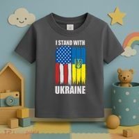 I Stand With Ukraine Painted USA Ukrainian Flags Toddler T-Shirt thumb 3