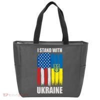 I Stand With Ukraine Painted USA Ukrainian Flags Tote Bag thumb 0