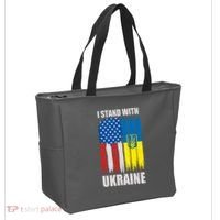 I Stand With Ukraine Painted USA Ukrainian Flags Tote Bag thumb 2